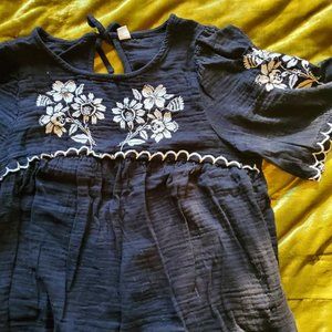 Embroidered Boho Babydoll Top